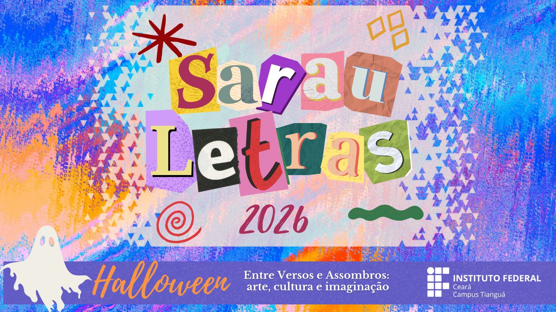 Banner do evento Sarau Letras 2026